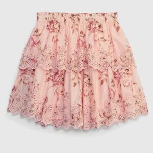 Gap x LoveShackFancy Floral Pink Tiered Ruffle Skirt Sz. S